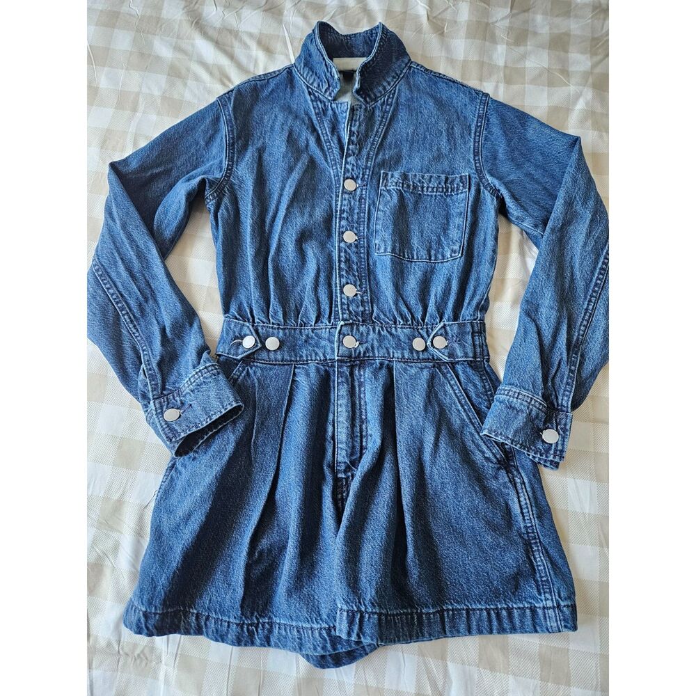 Universal Thread Women's Size 2 Long Sleeve Denim Romper Dark Wash
